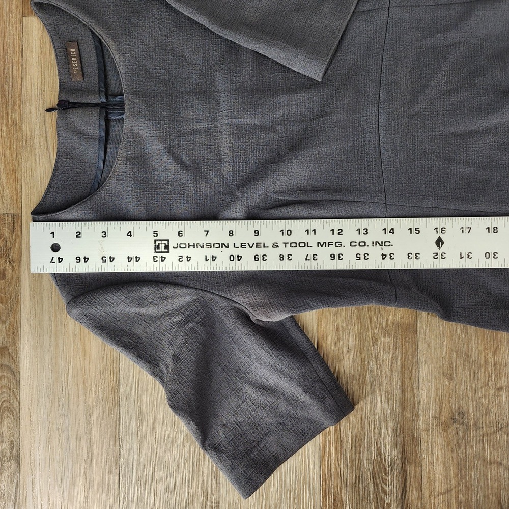 Peserico Gray Textured Cotton Blend Short Sleeve Shift Dress Made in Italy Sz 46 - Picture 8 of 14